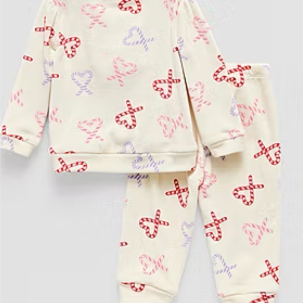 Okie Dokie Cream Pajama Set Baby Girl Toddler Size 12M
